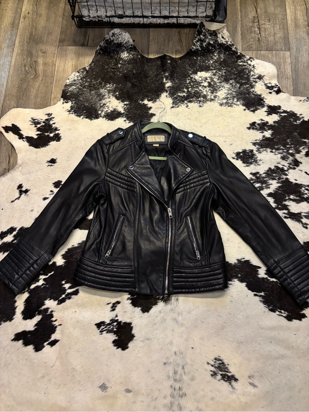 Michael Kors Black Luxury Real Leather Quilted Moto Jacket XL